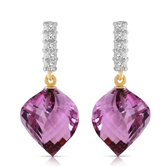 EARRINGS W DIAMONDS & BRIOLETTE TWISTED AMETHYST